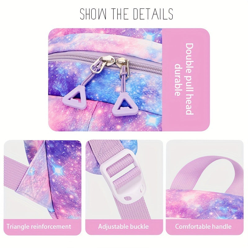 School Backpack Set - Waterproof Strawberry Print 3-Piece Set with Lunch Bag & Pencil Case for Students