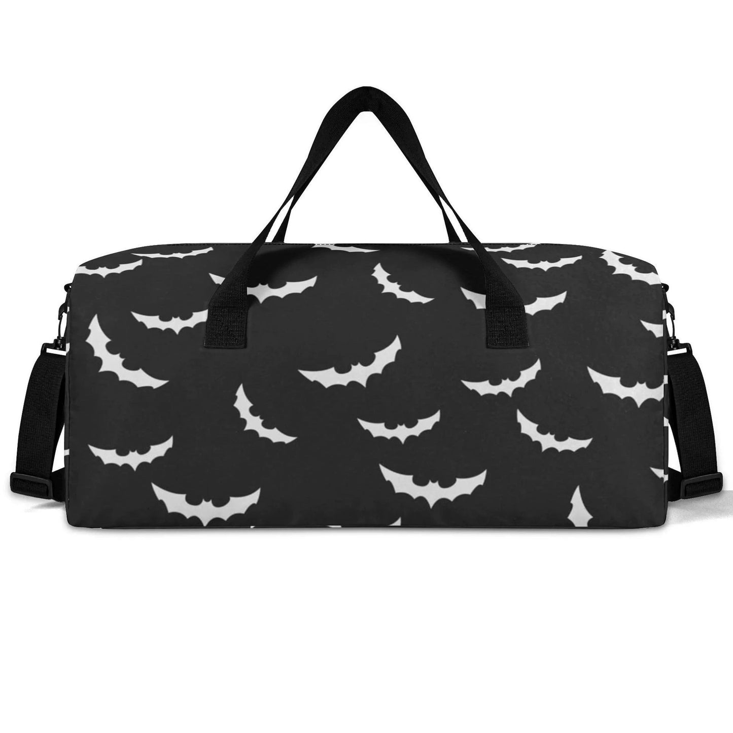 Unisex Bat Pattern Travel Bag - 2025 Halloween Large Capacity Duffel with Wet Bag & Shoe Compartment