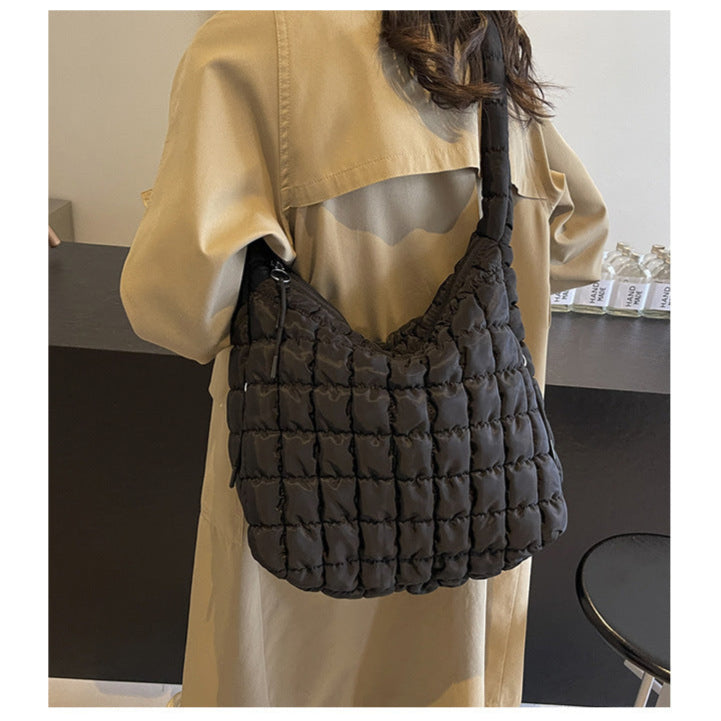 Trendy Cloud Pleated Diamond Quilted Large Capacity Crossbody Dumpling Bag