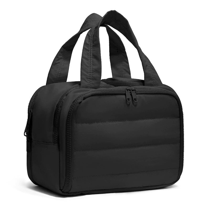 Quilted Travel Toiletry Bag - Large Capacity Wet/Dry Separation Organizer