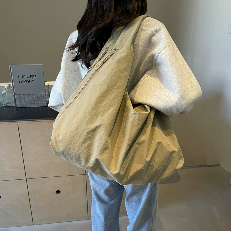 Women's Large Capacity Textured Draped Tote Bag - Casual Shoulder Bag for Work Daily Commuting