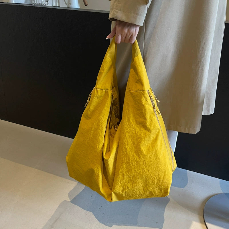 Women's Large Capacity Textured Draped Tote Bag - Casual Shoulder Bag for Work Daily Commuting
