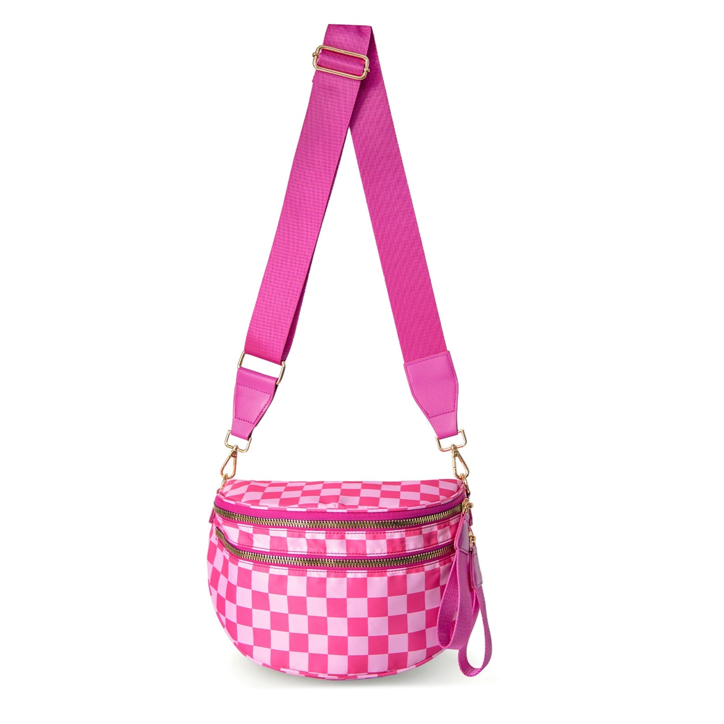 Checkered Bags Crossbody Spacious Nylon Belt Bag, Adjustable Strap, Multiple Colors