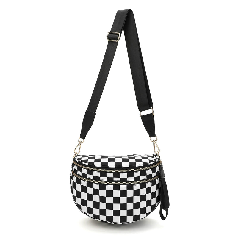 Checkered Bags Crossbody Spacious Nylon Belt Bag, Adjustable Strap, Multiple Colors