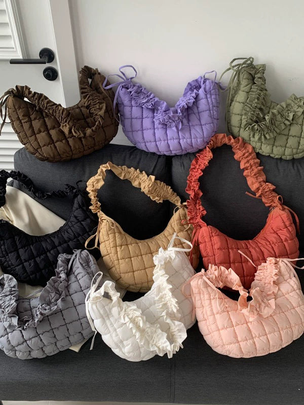 Large Capacity Cloud Pleated Bag - Premium Women's Down Cotton Shoulder Messenger Bag