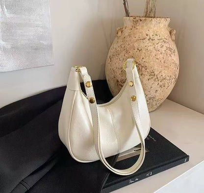 Leather Hobo Shoulder Bag - Women's Versatile Underarm Dumpling Bag with Gold Hardware & Zipper Closure