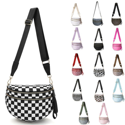Checkered Bags Crossbody Spacious Nylon Belt Bag, Adjustable Strap, Multiple Colors