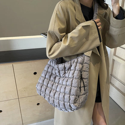 Trendy Cloud Pleated Diamond Quilted Large Capacity Crossbody Dumpling Bag