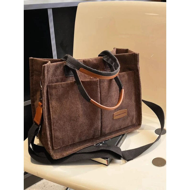 Canvas Crossbody Bag - Large Capacity Multi-Pocket Shoulder Bag