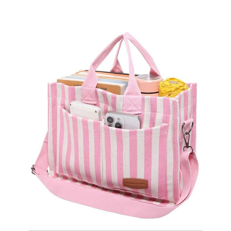 Canvas Crossbody Bag - Large Capacity Multi-Pocket Shoulder Bag