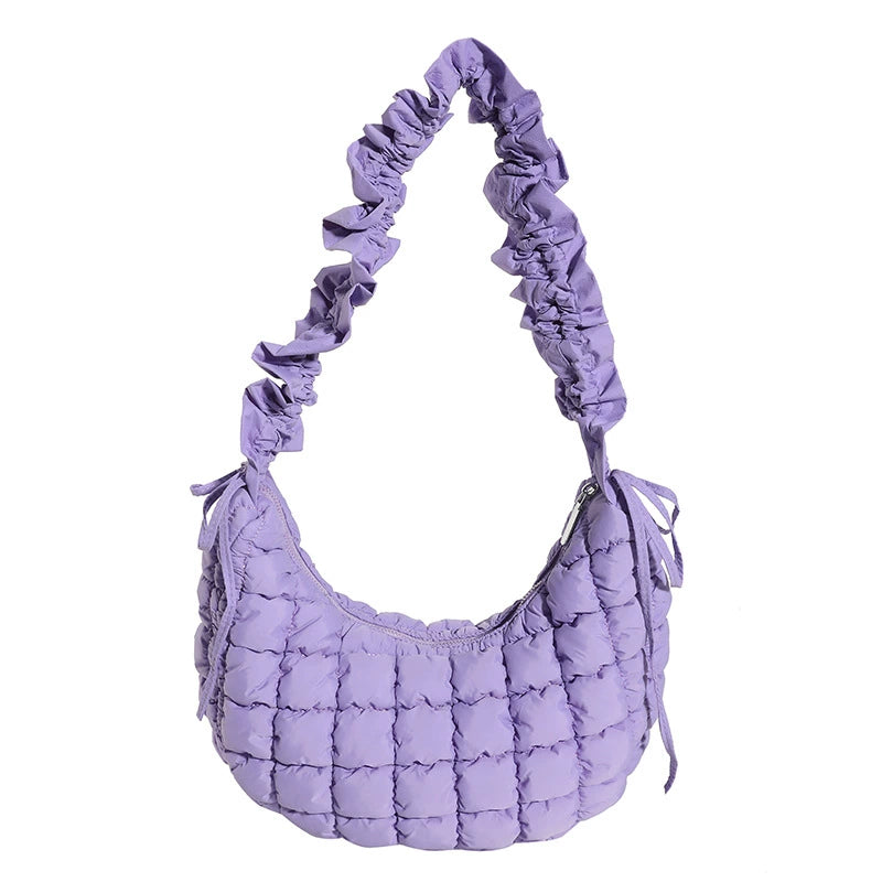 Large Capacity Cloud Pleated Bag - Premium Women's Down Cotton Shoulder Messenger Bag