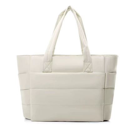 Black Quilted Large Tote Bag — Women's One-Shoulder Travel & Laptop Handbag
