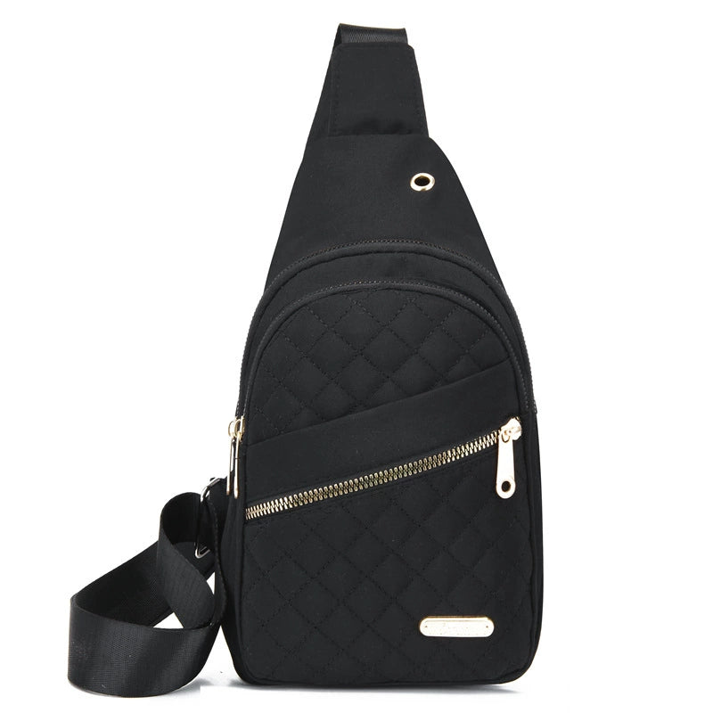 Quilted Crossbody Sling Bag - Waterproof Large Capacity Chest Pack with Adjustable Strap