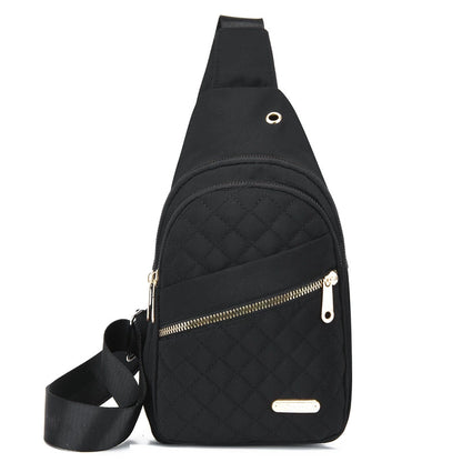 Quilted Crossbody Sling Bag - Waterproof Large Capacity Chest Pack with Adjustable Strap