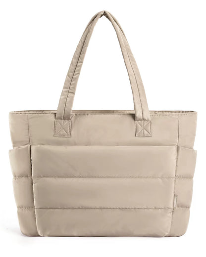 Black Quilted Large Tote Bag — Women's One-Shoulder Travel & Laptop Handbag