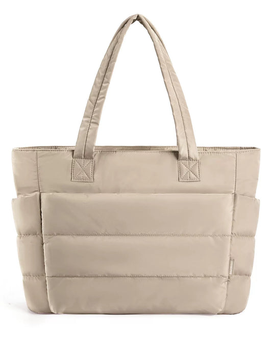 Black Quilted Large Tote Bag — Women's One-Shoulder Travel & Laptop Handbag