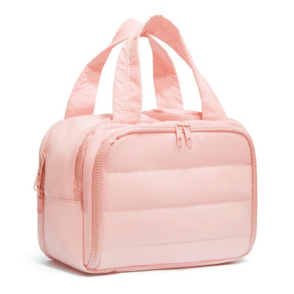 Quilted Travel Toiletry Bag - Large Capacity Wet/Dry Separation Organizer