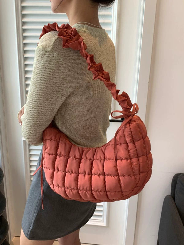 Large Capacity Cloud Pleated Bag - Premium Women's Down Cotton Shoulder Messenger Bag