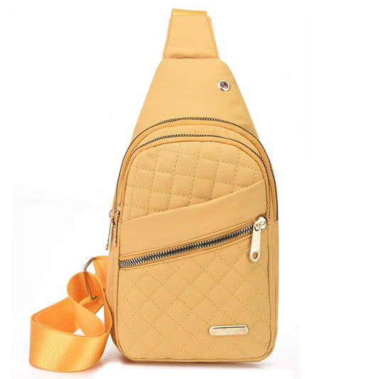 Quilted Crossbody Sling Bag - Waterproof Large Capacity Chest Pack with Adjustable Strap