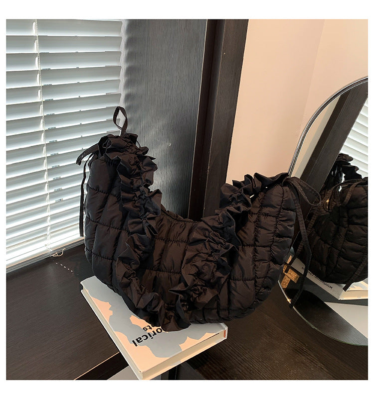 Large Capacity Cloud Pleated Bag - Premium Women's Down Cotton Shoulder Messenger Bag