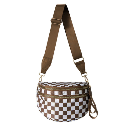 Checkered Bags Crossbody Spacious Nylon Belt Bag, Adjustable Strap, Multiple Colors