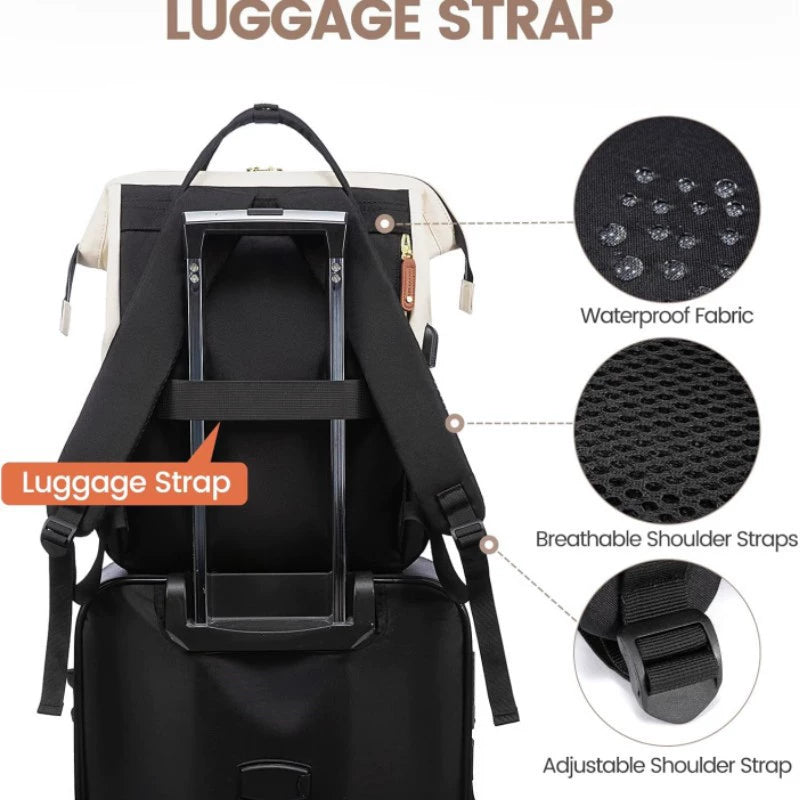 Women's Laptop Backpack with USB Port - Anti-Theft Travel Backpack Purse for College Work