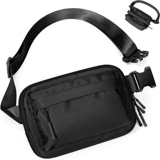 Multi-Pocket Crossbody Bag with Detachable Keychain - Premium Black Travel Organizer