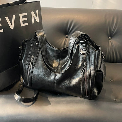 Women's Punk Style Rivet Handbag - Large Capacity Shoulder Bag for Fall & Winter