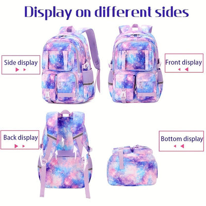 School Backpack Set - Waterproof Strawberry Print 3-Piece Set with Lunch Bag & Pencil Case for Students