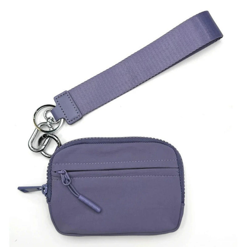 Waterproof Nylon Mini Wallet - Multi-Function Card Holder with Wrist Strap & Keychain Ring