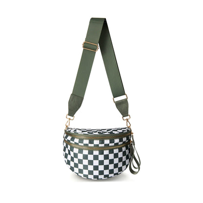 Checkered Bags Crossbody Spacious Nylon Belt Bag, Adjustable Strap, Multiple Colors