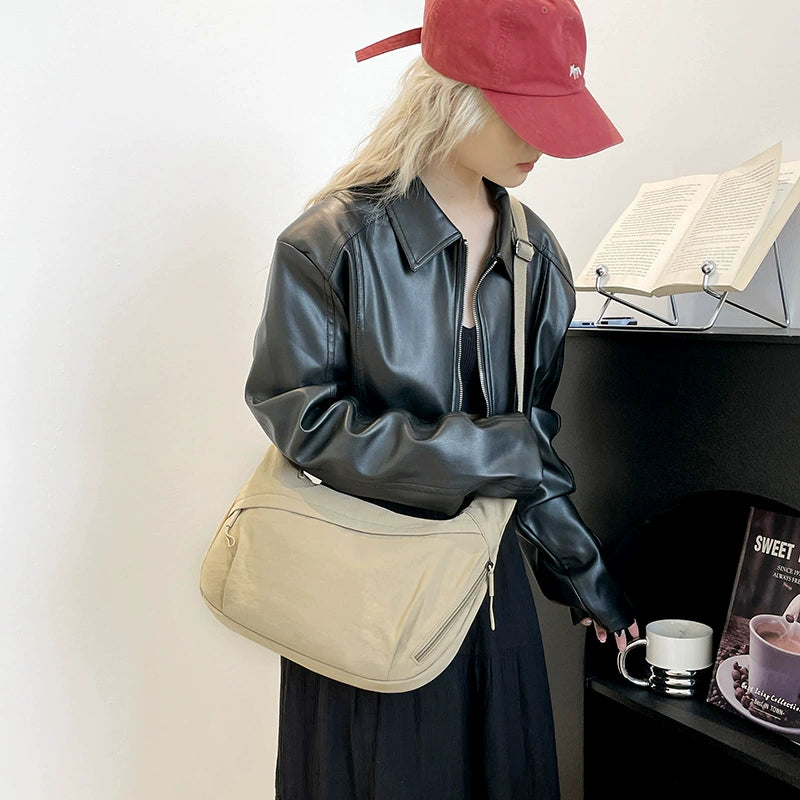Hip Hugger Unisex Iris Bag - Sage Green Crossbody with Adjustable Strap & Modern Curved Design