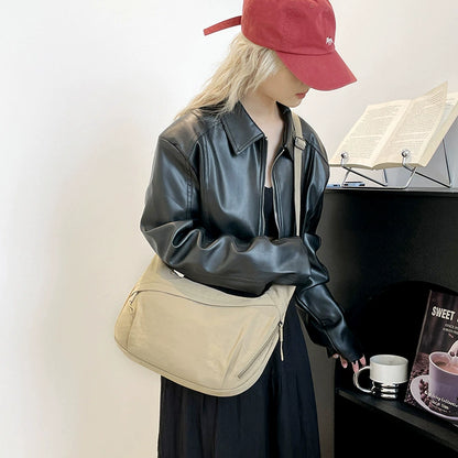 Hip Hugger Unisex Iris Bag - Sage Green Crossbody with Adjustable Strap & Modern Curved Design