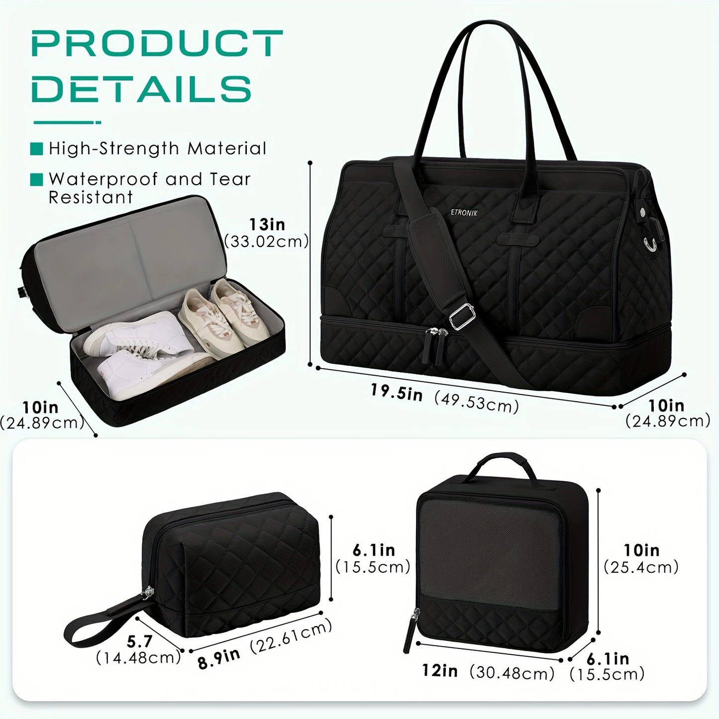 Shoulder Bag with Adjustable Straps & 2 Cup Holders