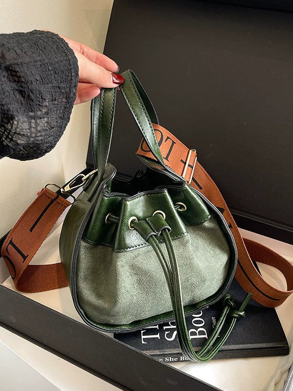Frosted Bucket Bag 2025 - Korean Style Crossbody Handbag with Drawstring Closure