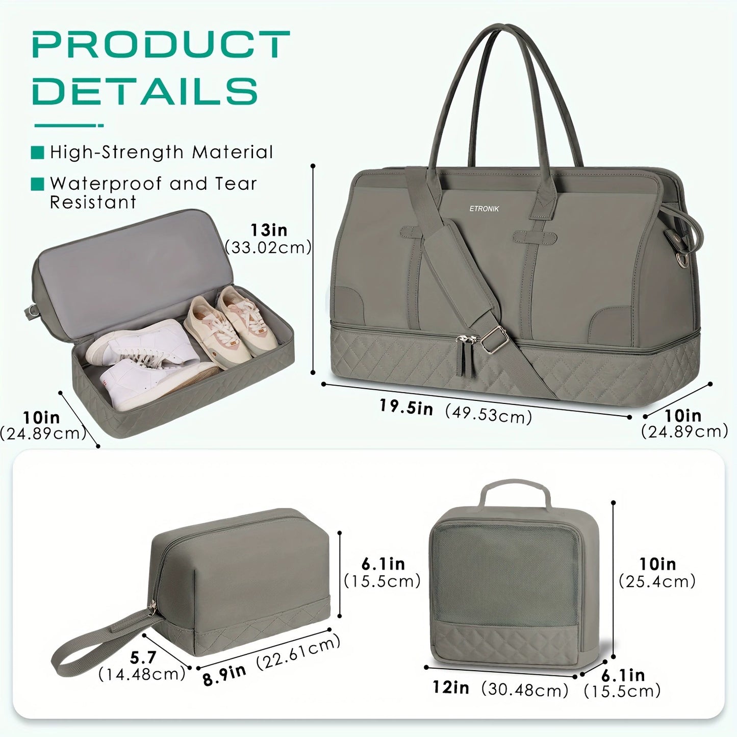 Shoulder Bag with Adjustable Straps & 2 Cup Holders