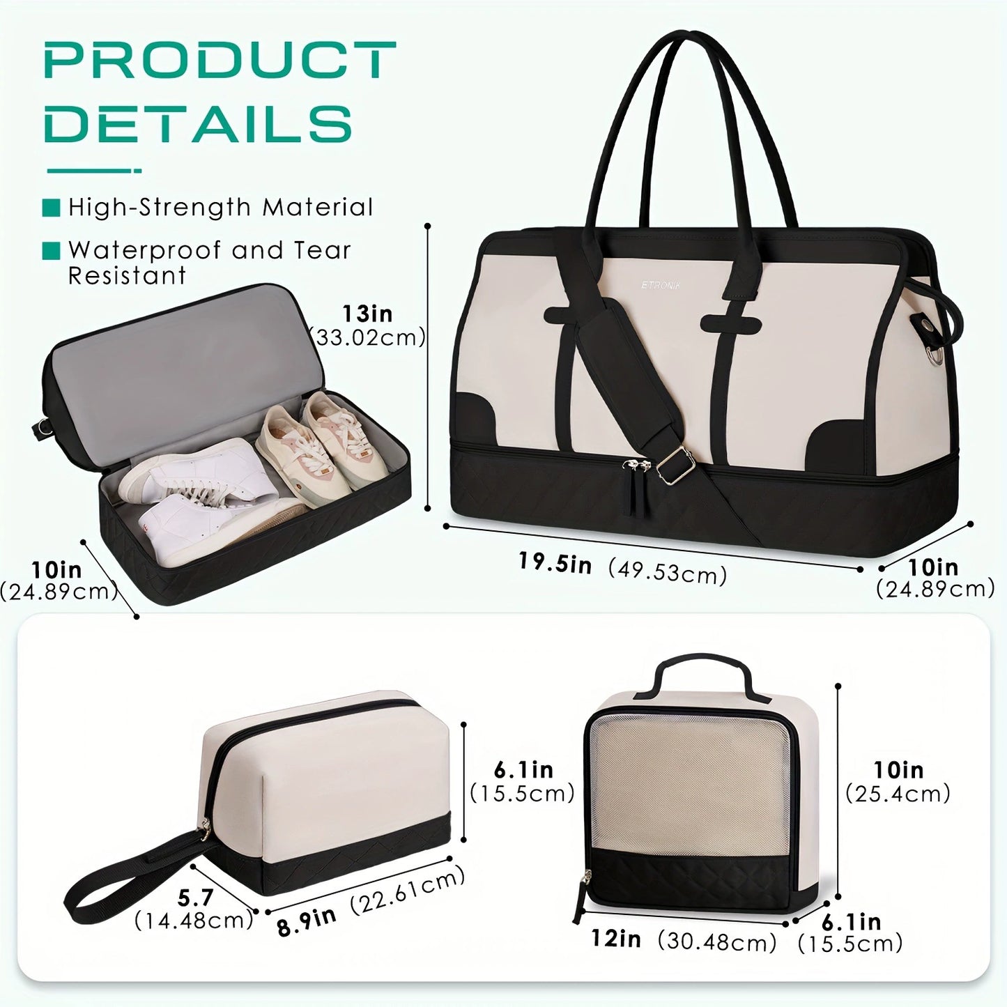 Shoulder Bag with Adjustable Straps & 2 Cup Holders