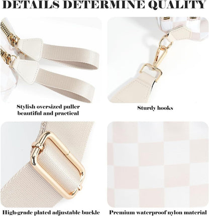 Checkered Bags Crossbody Spacious Nylon Belt Bag, Adjustable Strap, Multiple Colors