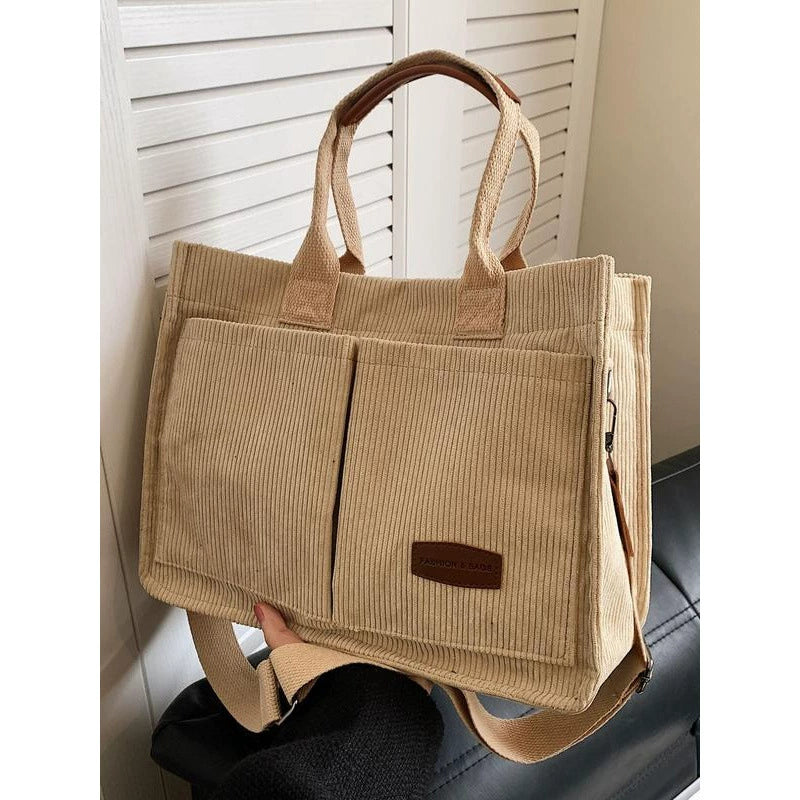 Canvas Crossbody Bag - Large Capacity Multi-Pocket Shoulder Bag