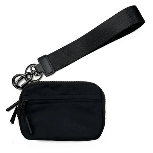 Waterproof Nylon Mini Wallet - Multi-Function Card Holder with Wrist Strap & Keychain Ring