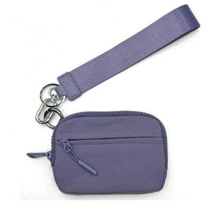 Waterproof Nylon Mini Wallet - Multi-Function Card Holder with Wrist Strap & Keychain Ring