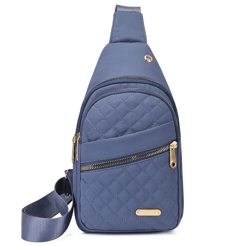 Quilted Crossbody Sling Bag - Waterproof Large Capacity Chest Pack with Adjustable Strap