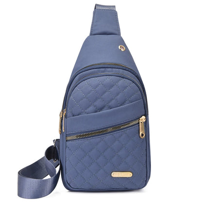 Quilted Crossbody Sling Bag - Waterproof Large Capacity Chest Pack with Adjustable Strap