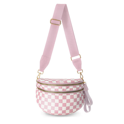 Checkered Bags Crossbody Spacious Nylon Belt Bag, Adjustable Strap, Multiple Colors