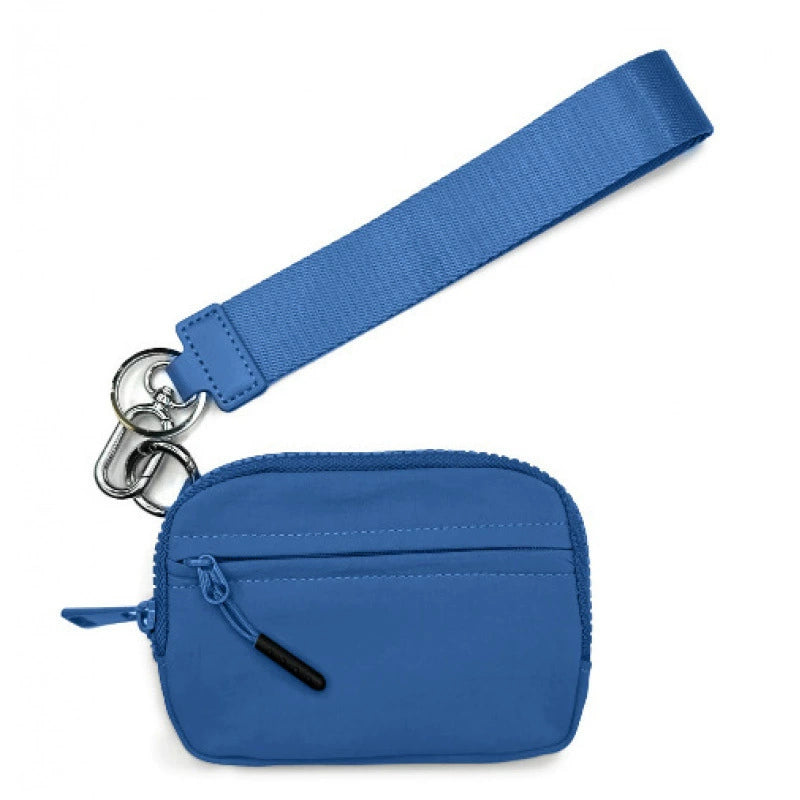 Waterproof Nylon Mini Wallet - Multi-Function Card Holder with Wrist Strap & Keychain Ring