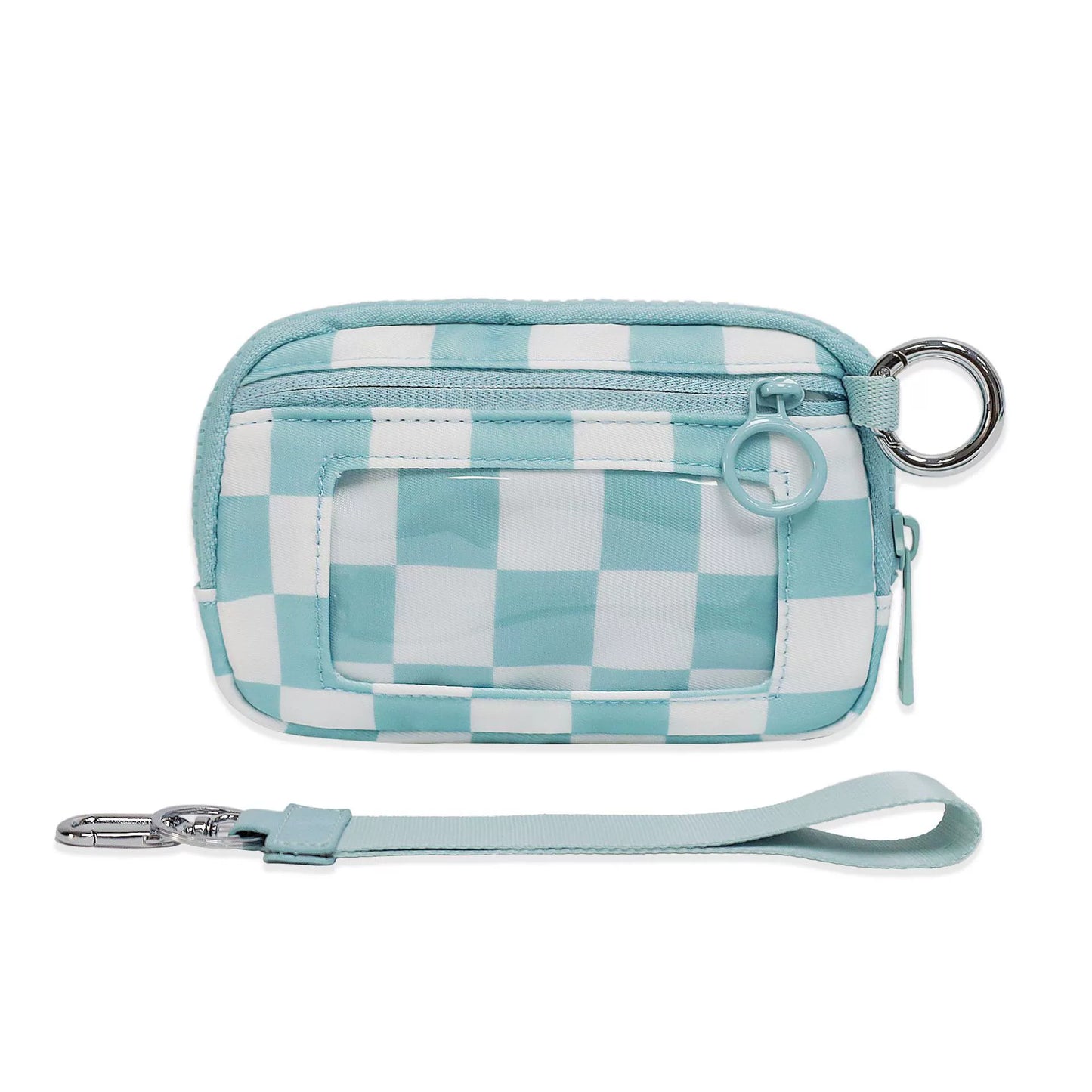 Checkered Wrist Bag - Waterproof Polyester Sports Running Pouch with Detachable Strap & Key Ring