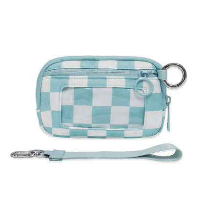 Checkered Wrist Bag - Waterproof Polyester Sports Running Pouch with Detachable Strap & Key Ring