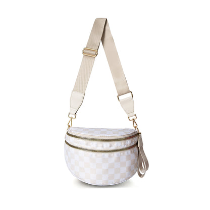 Checkered Bags Crossbody Spacious Nylon Belt Bag, Adjustable Strap, Multiple Colors