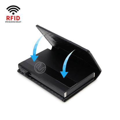 Carbon Fiber Smart Wallet with AirTag Holder - RFID Blocking Men's Minimalist Card Holder with Pop-Up Mechanism