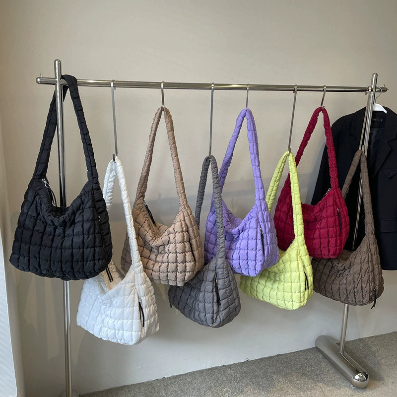 Trendy Cloud Pleated Diamond Quilted Large Capacity Crossbody Dumpling Bag
